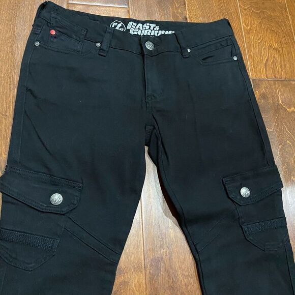 Affliction x Fast & Furious Raquel Cargo Slim Fit Black Denim Jeans Mens 29 x 30 - Picture 3 of 12